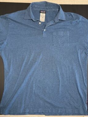 Patagonia Heather Slate Blue Polo with Chest Pocket